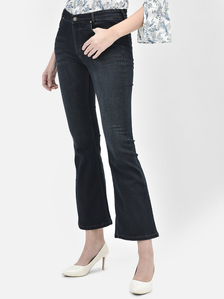 Navy Blue Bootcut Jeans-Women Jeans-Crimsoune Club