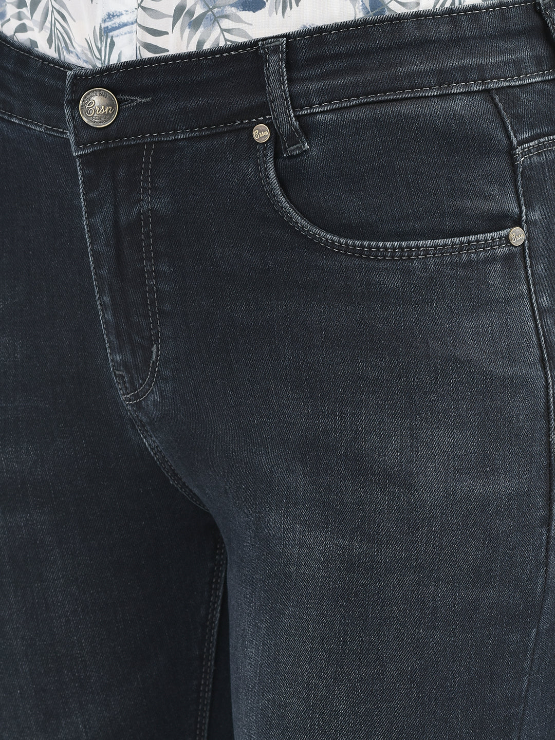 Navy Blue Bootcut Jeans-Women Jeans-Crimsoune Club
