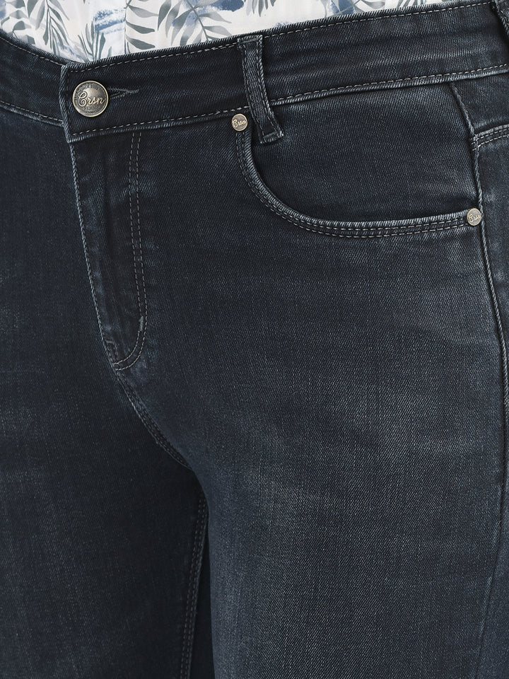 Navy Blue Bootcut Jeans-Women Jeans-Crimsoune Club