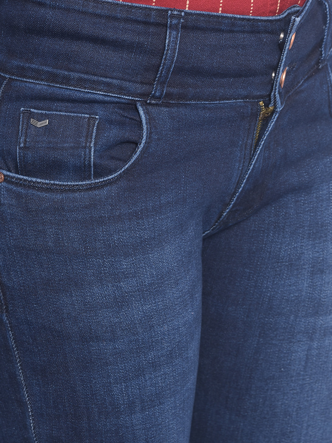 Blue Bootcut Jeans-Women Jeans-Crimsoune Club