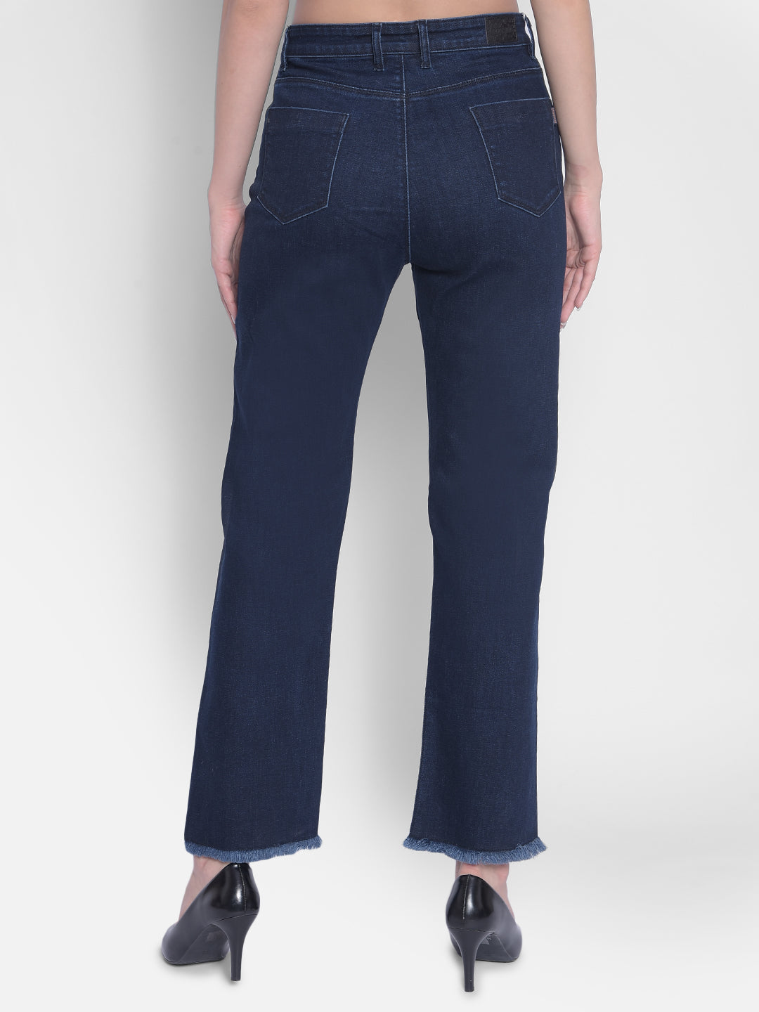 Navy Blue Straight Jeans-Women Jeans-Crimsoune Club