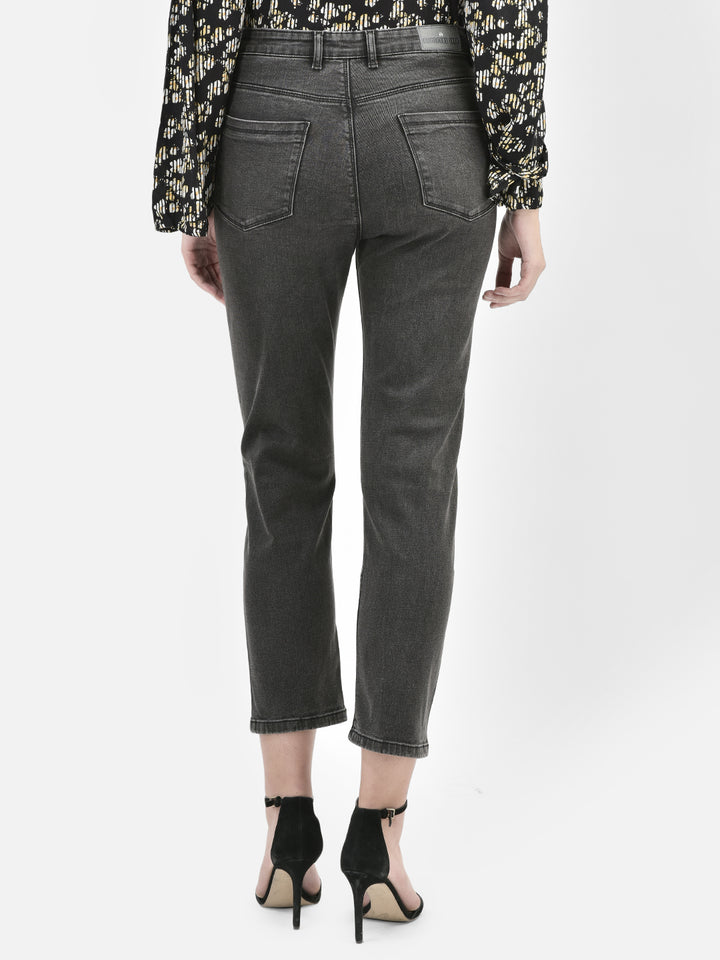 Grey Straight Jeans-Women Jeans-Crimsoune Club
