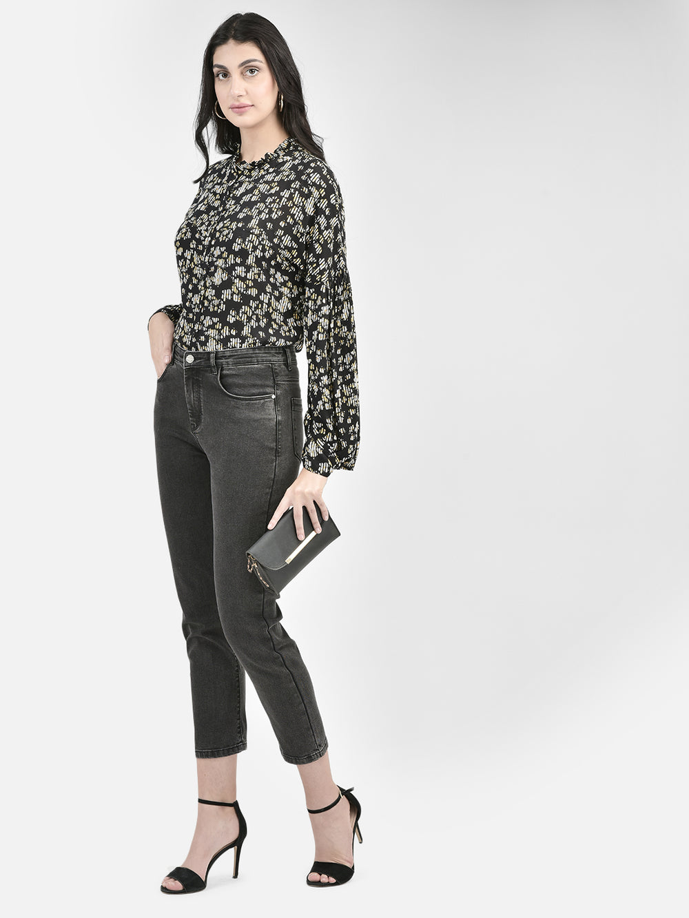 Grey Straight Jeans-Women Jeans-Crimsoune Club