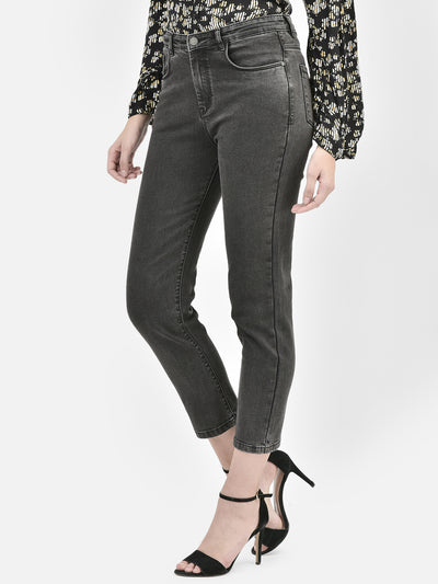 Grey Straight Jeans-Women Jeans-Crimsoune Club