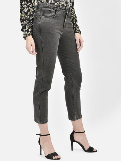 Grey Straight Jeans-Women Jeans-Crimsoune Club