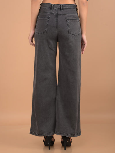 Black Wide Leg Jeans-Women Jeans-Crimsoune Club