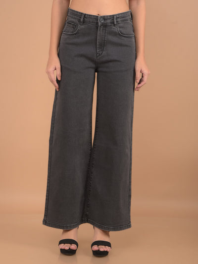 Black Wide Leg Jeans-Women Jeans-Crimsoune Club