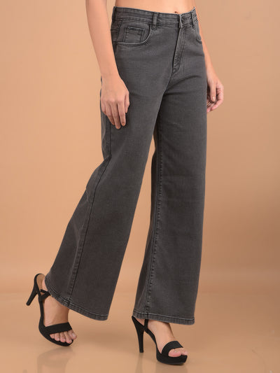 Black Wide Leg Jeans-Women Jeans-Crimsoune Club