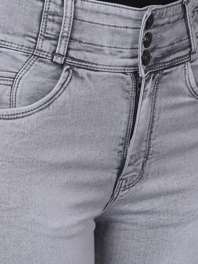 Grey Skinny Fit Jeans-Women Jeans-Crimsoune Club