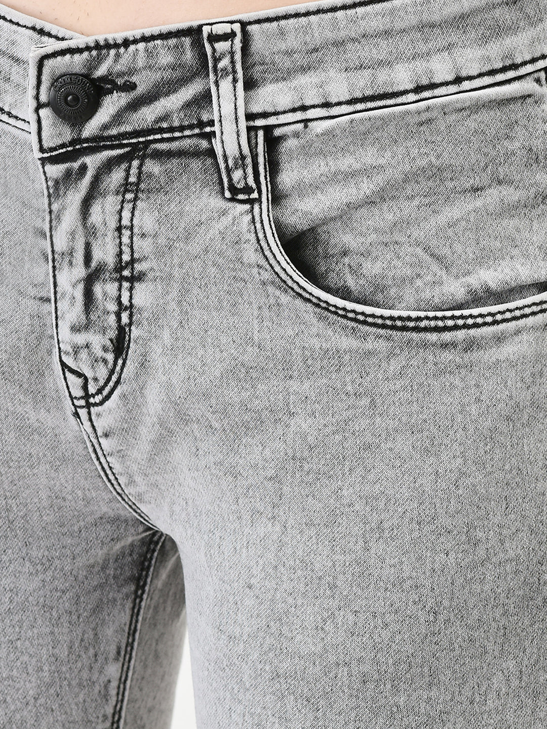 Grey Crop Length Skinny Jeans-Women Jeans-Crimsoune Club