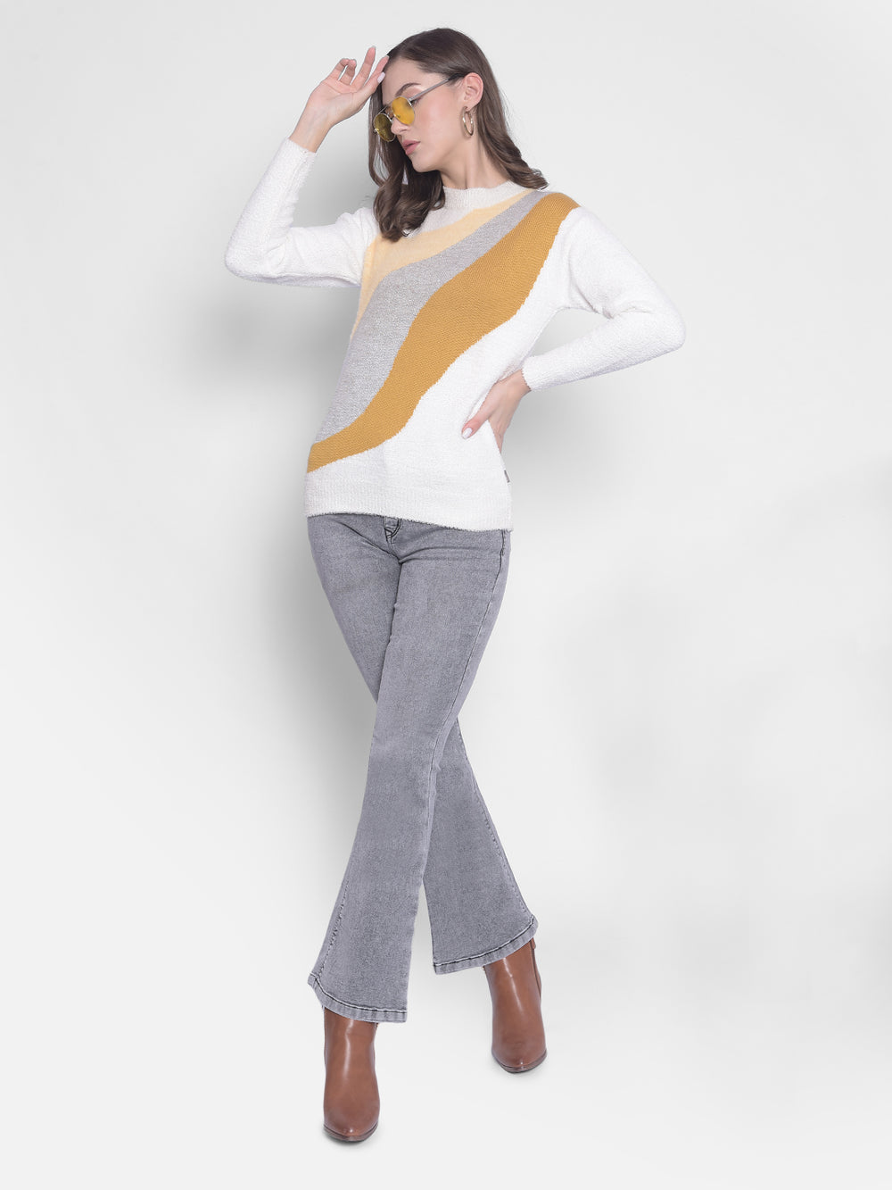 Grey Bootcut Jeans Jeans-Women Jeans-Crimsoune Club