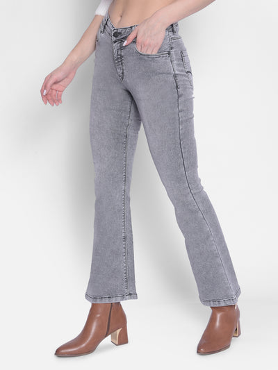 Grey Bootcut Jeans Jeans-Women Jeans-Crimsoune Club