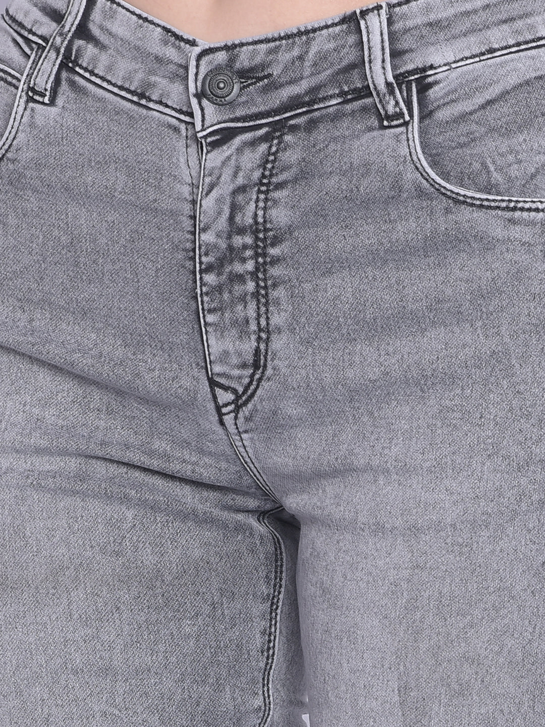 Grey Bootcut Jeans Jeans-Women Jeans-Crimsoune Club