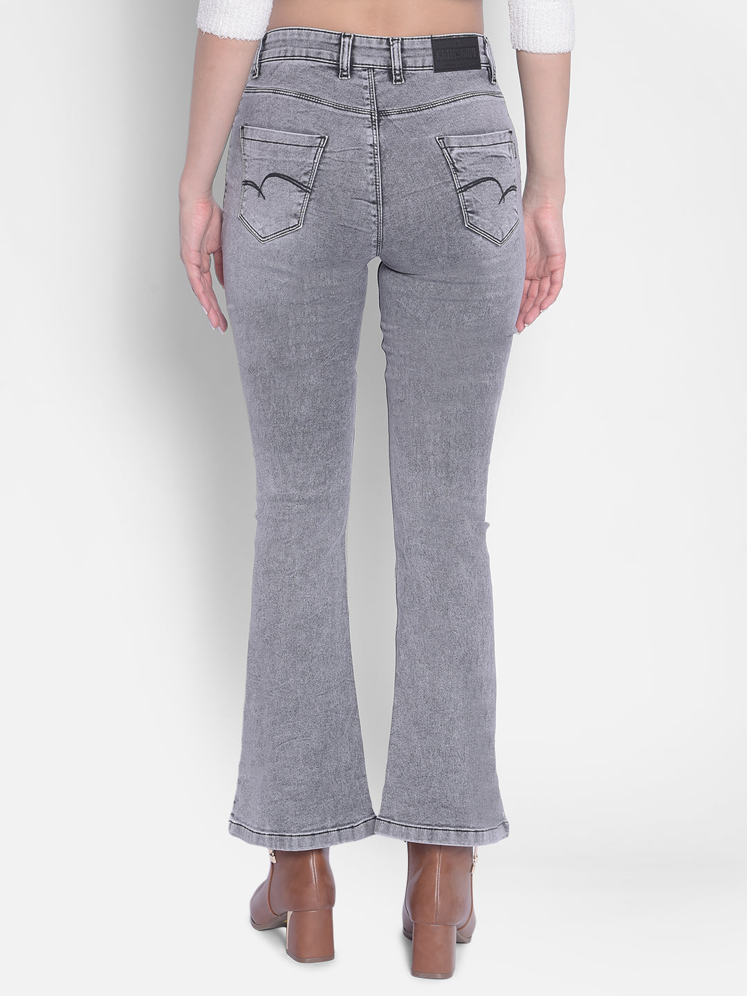 Grey Bootcut Jeans Jeans-Women Jeans-Crimsoune Club