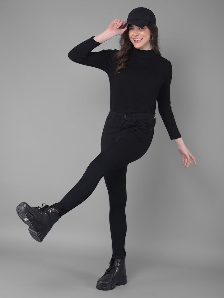 Black Skinny Fit Jeans-Women Jeans-Crimsoune Club