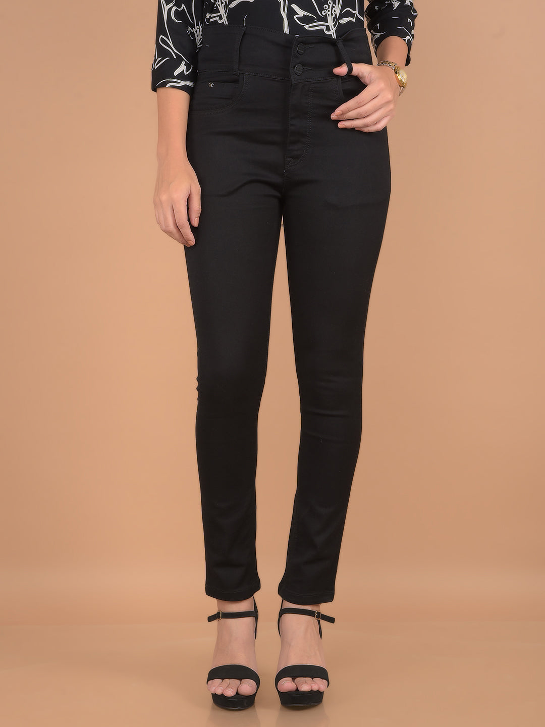 Black High Waist Jeans-Women Jeans-Crimsoune Club