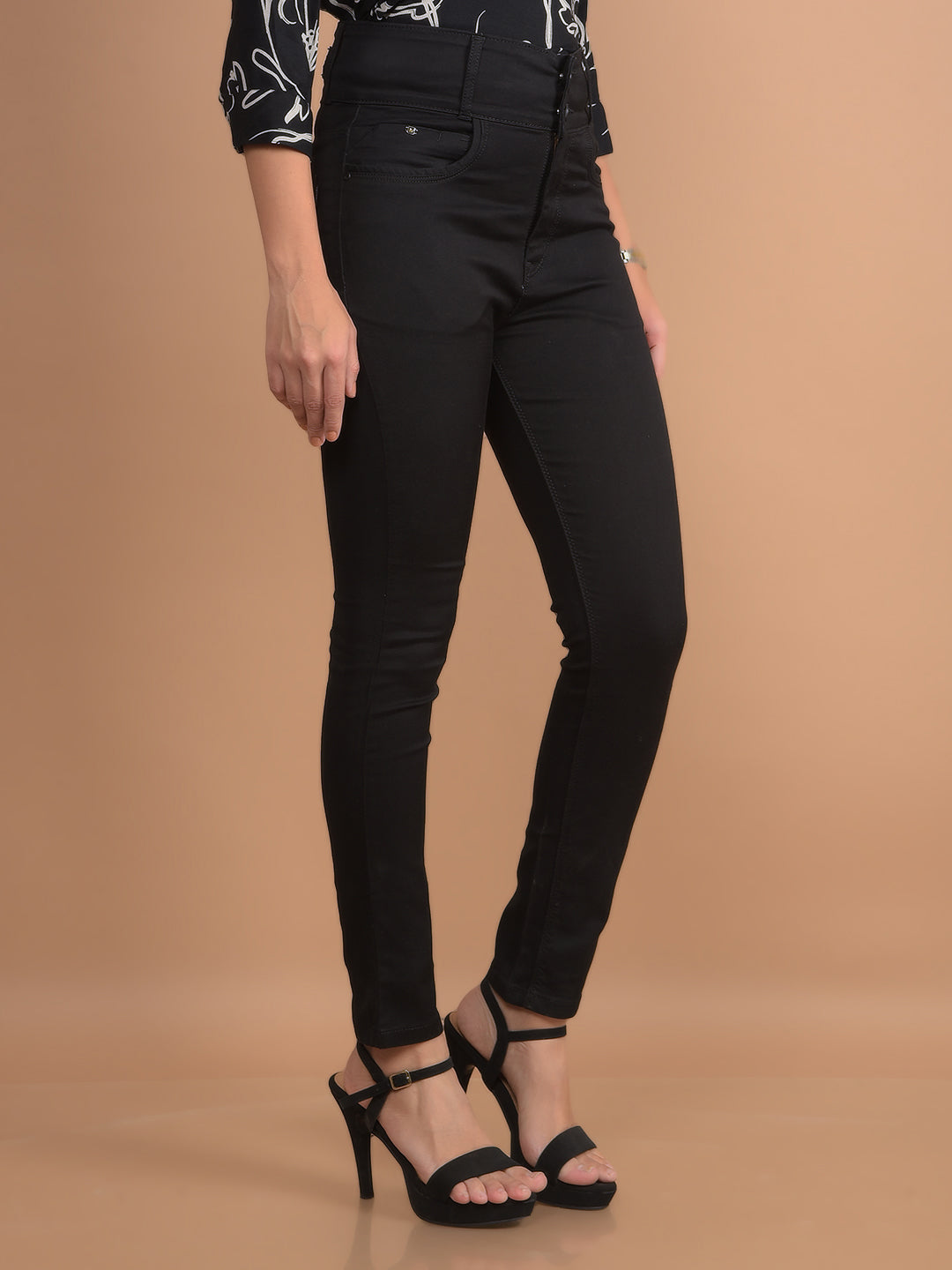 Black High Waist Jeans-Women Jeans-Crimsoune Club