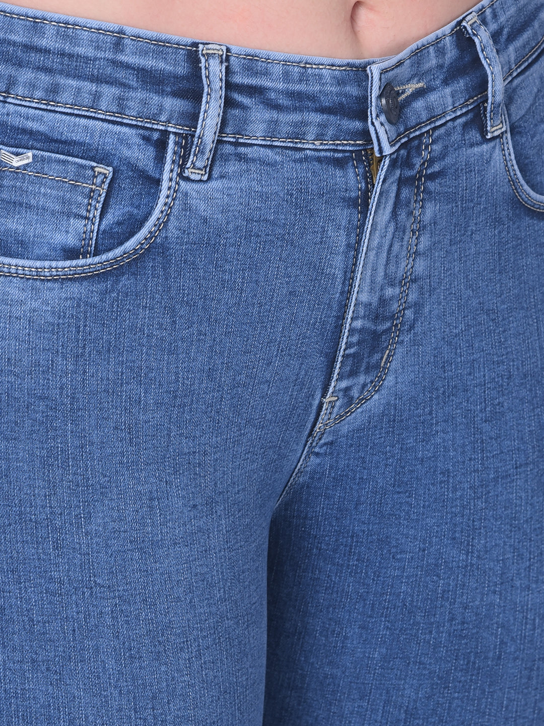 Blue Bootcut Jeans-Women Jeans-Crimsoune Club