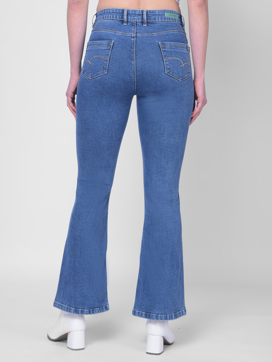 Blue Bootcut Jeans-Women Jeans-Crimsoune Club