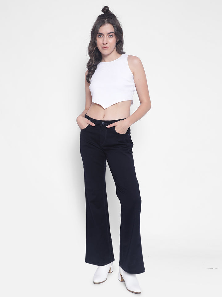 Navy Blue Bootcut Jeans-Women Jeans-Crimsoune Club