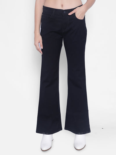 Navy Blue Bootcut Jeans-Women Jeans-Crimsoune Club