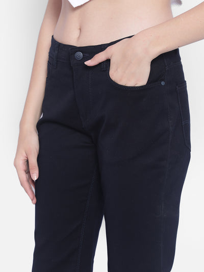 Navy Blue Bootcut Jeans-Women Jeans-Crimsoune Club