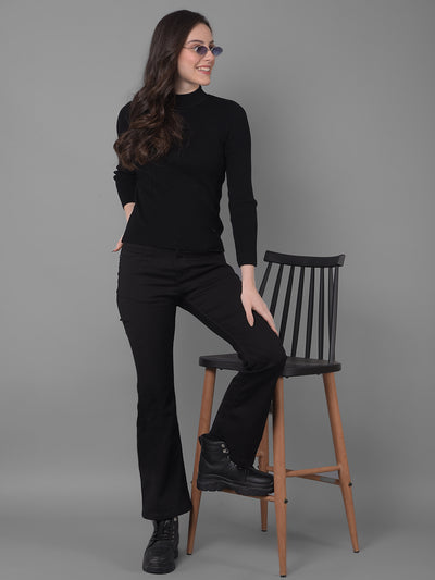 Black Bootcut Jeans-Women Jeans-Crimsoune Club