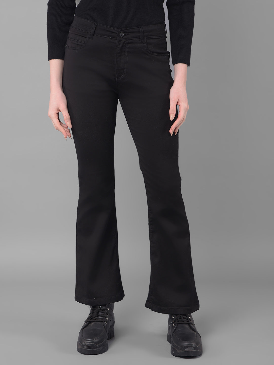 Black Bootcut Jeans-Women Jeans-Crimsoune Club