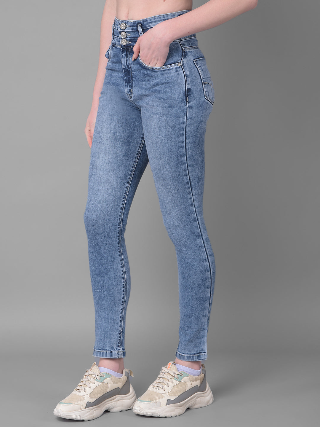Blue Skinny Fit Jeans-Women Jeans-Crimsoune Club