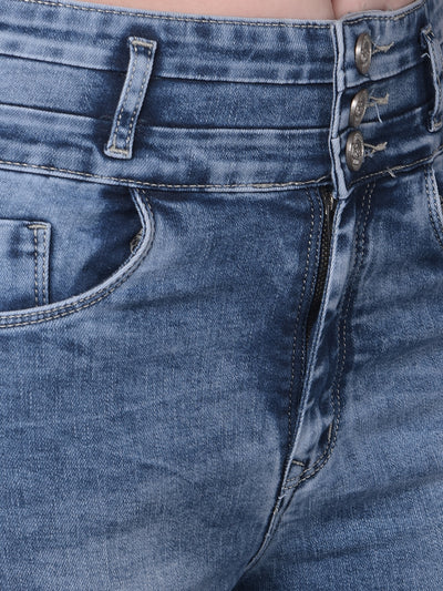 Blue Skinny Fit Jeans-Women Jeans-Crimsoune Club