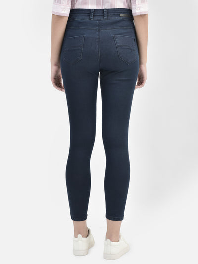 Navy Blue Skinny Jeans-Women Jeans-Crimsoune Club