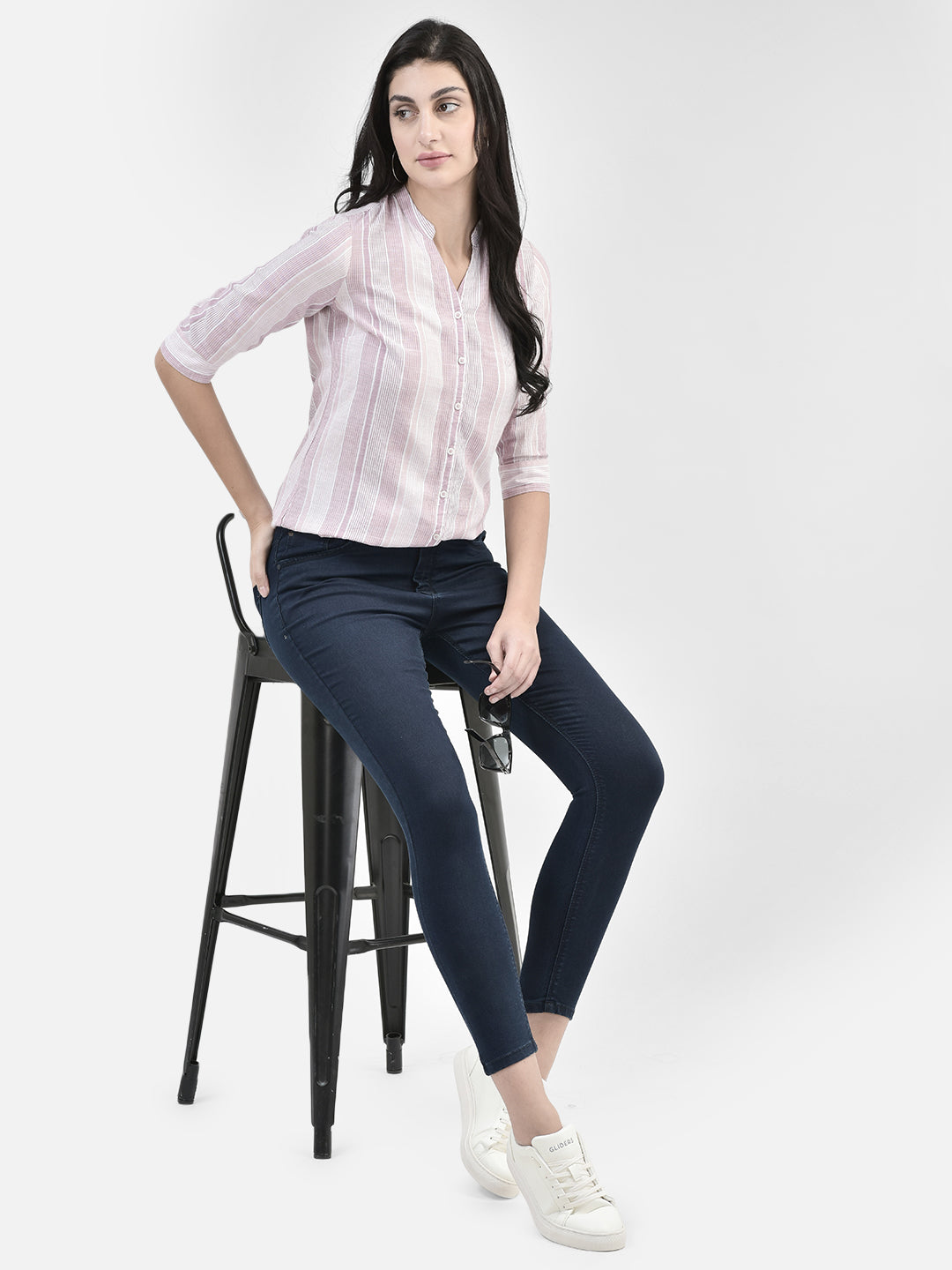 Navy Blue Skinny Jeans-Women Jeans-Crimsoune Club