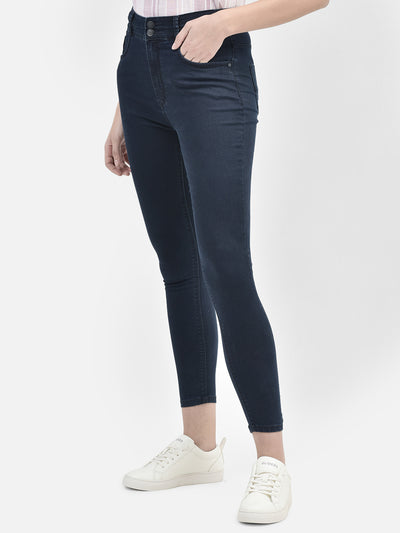 Navy Blue Skinny Jeans-Women Jeans-Crimsoune Club