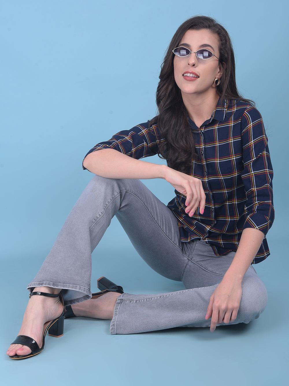 Grey Bootcut Jeans-Women Jeans-Crimsoune Club