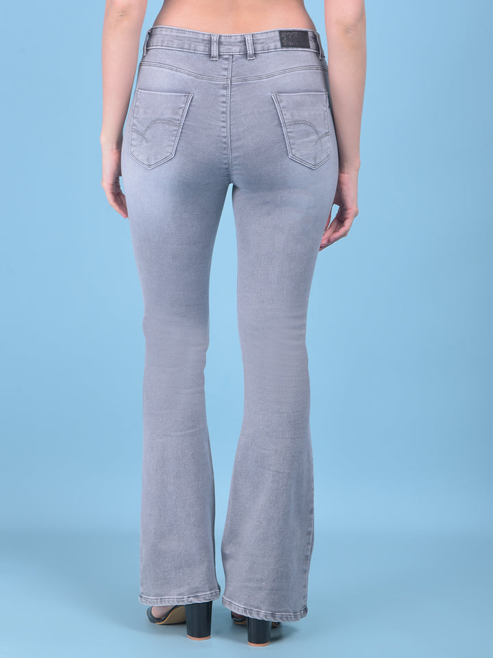 Grey Bootcut Jeans-Women Jeans-Crimsoune Club