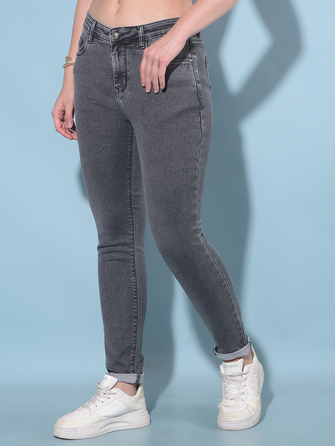 Navy Blue Skinny Jeans-Women Jeans-Crimsoune Club