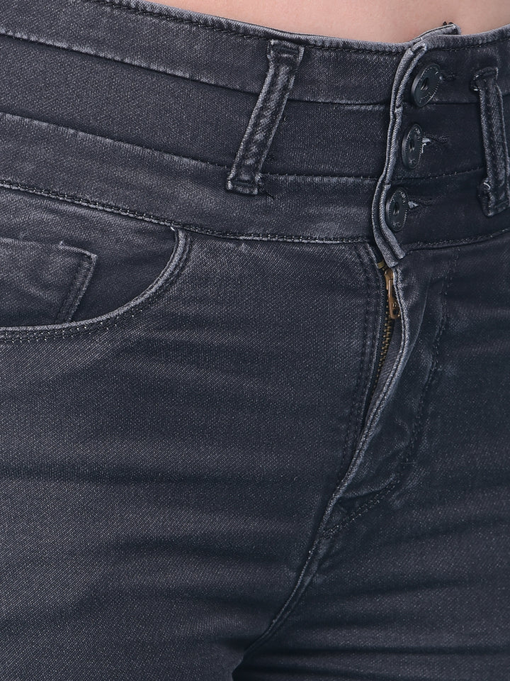 Grey High-Waist Jeans Jeans-Women Jeans-Crimsoune Club