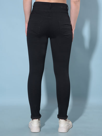 Black Skinny Cotton Jeans-Women Jeans-Crimsoune Club