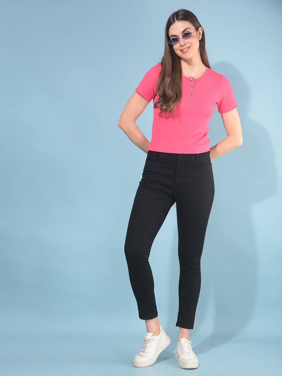 Black Skinny Cotton Jeans-Women Jeans-Crimsoune Club