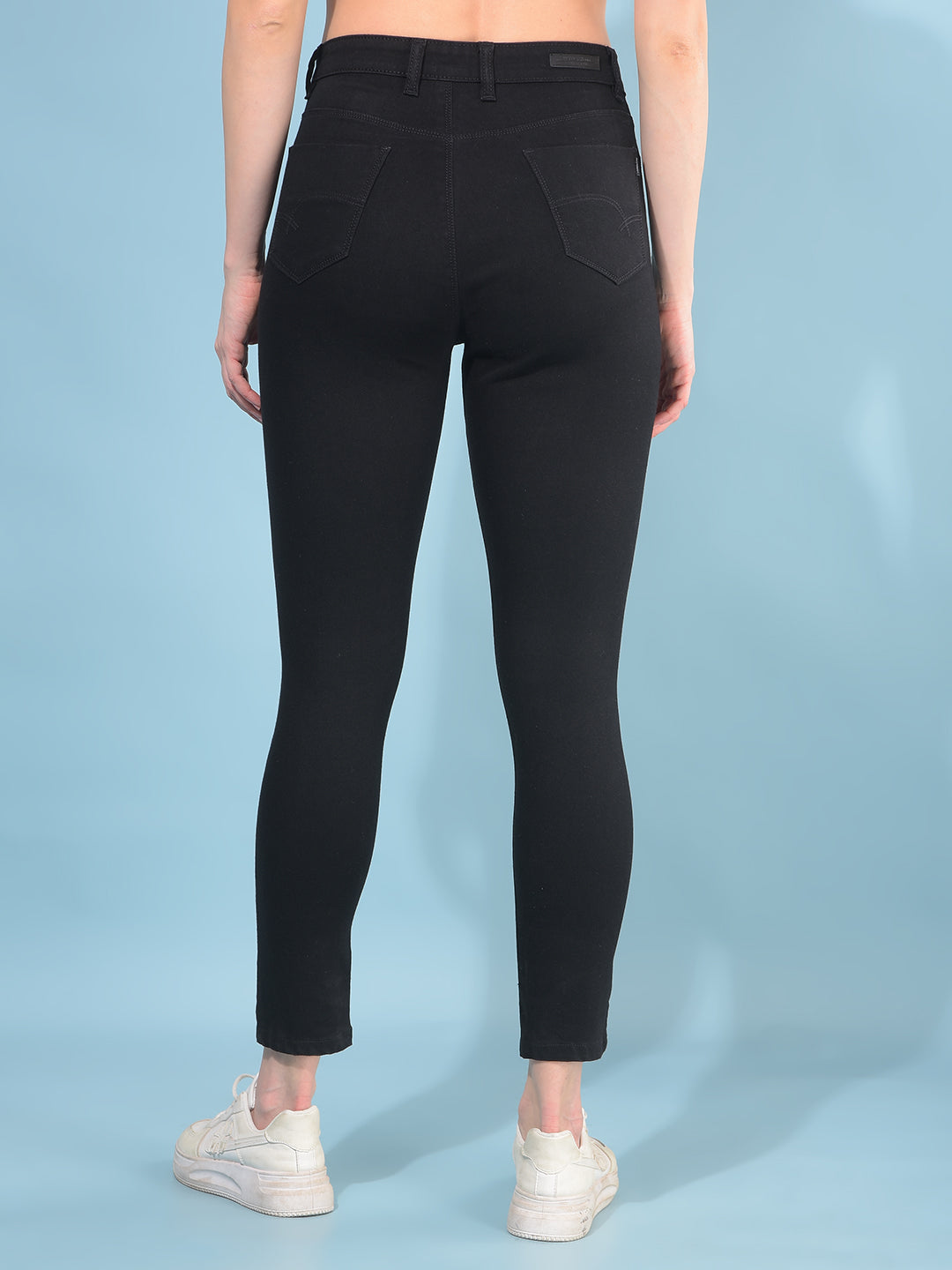 Black Skinny Cotton Jeans-Women Jeans-Crimsoune Club