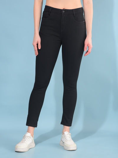 Black Skinny Cotton Jeans-Women Jeans-Crimsoune Club