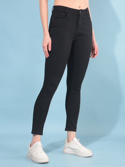 Black Skinny Cotton Jeans-Women Jeans-Crimsoune Club