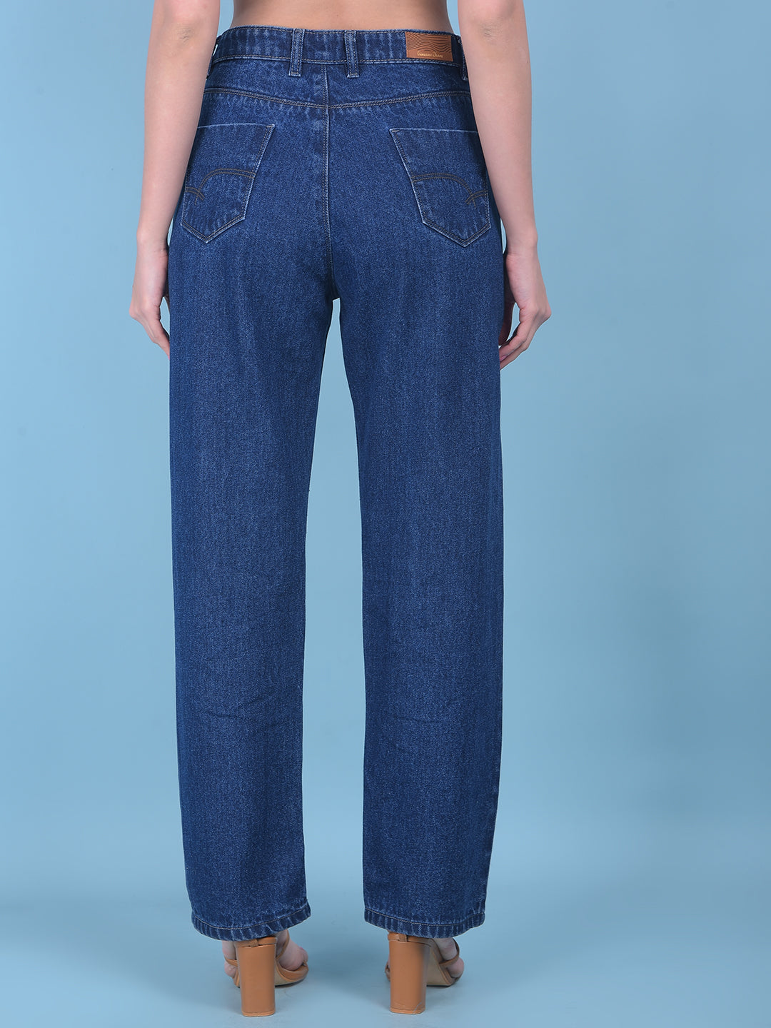 Blue Wide Leg Jeans-Women Jeans-Crimsoune Club