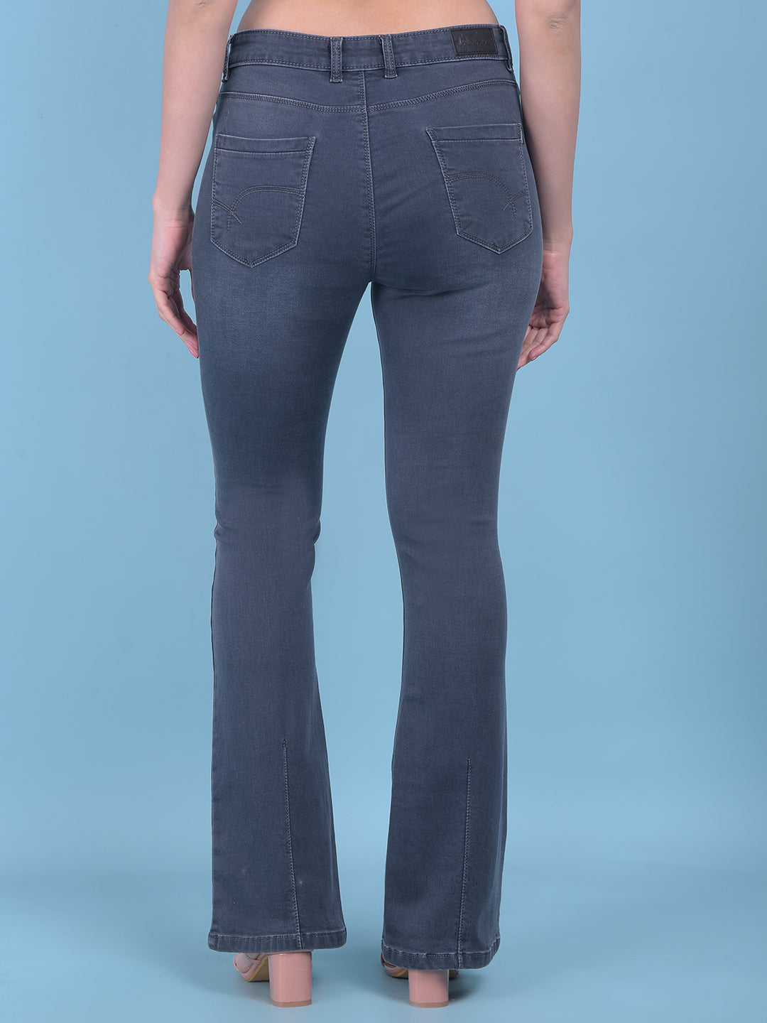 Grey Bootcut Jeans-Women Jeans-Crimsoune Club