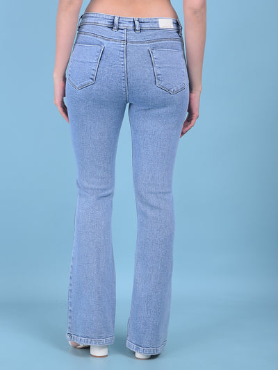 Blue Bootcut Jeans-Women Jeans-Crimsoune Club