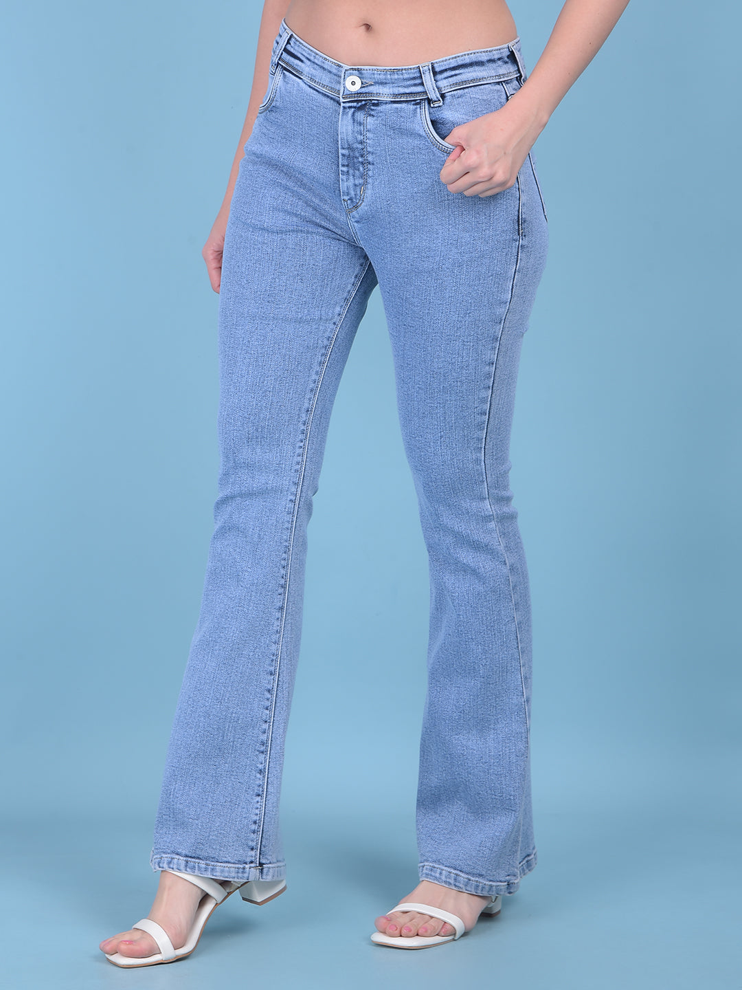 Blue Bootcut Jeans-Women Jeans-Crimsoune Club