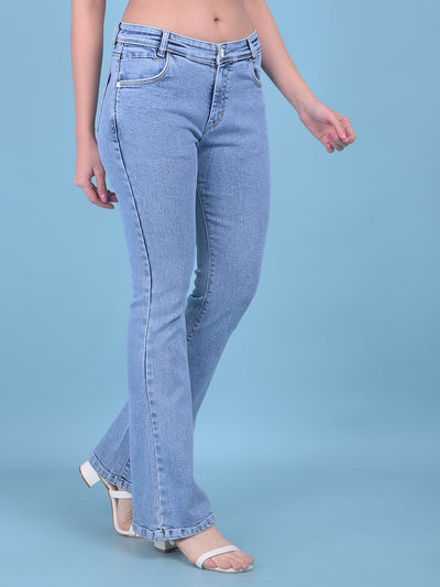 Blue Bootcut Jeans-Women Jeans-Crimsoune Club