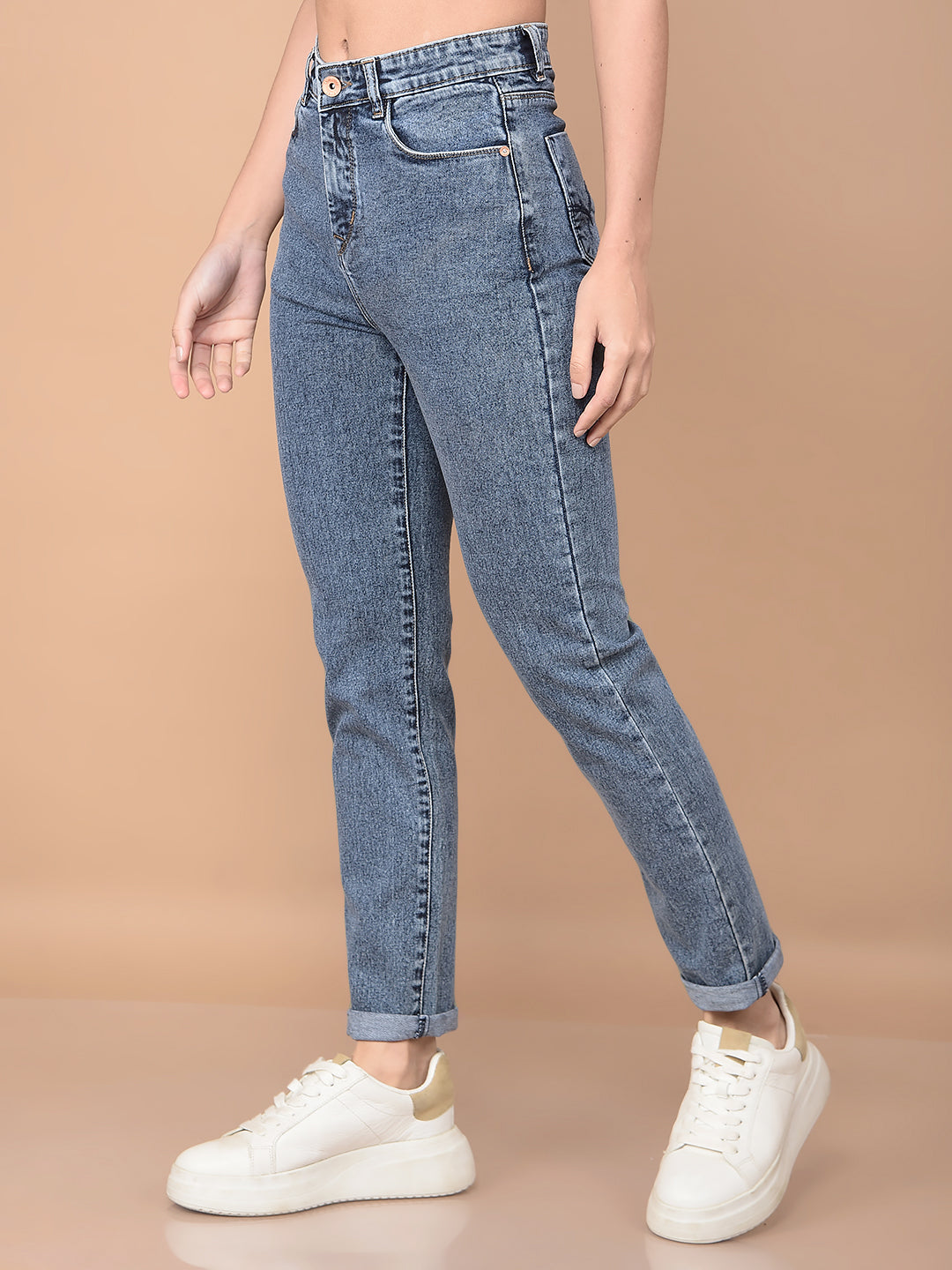 Blue Straight Jeans-Women Jeans-Crimsoune Club
