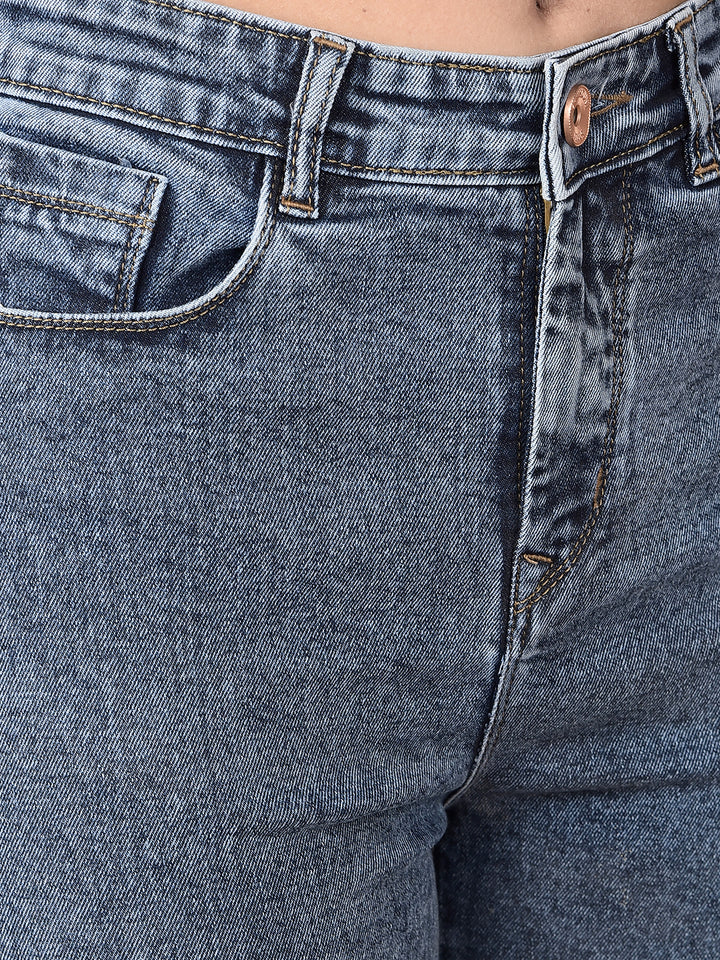 Blue Straight Jeans-Women Jeans-Crimsoune Club