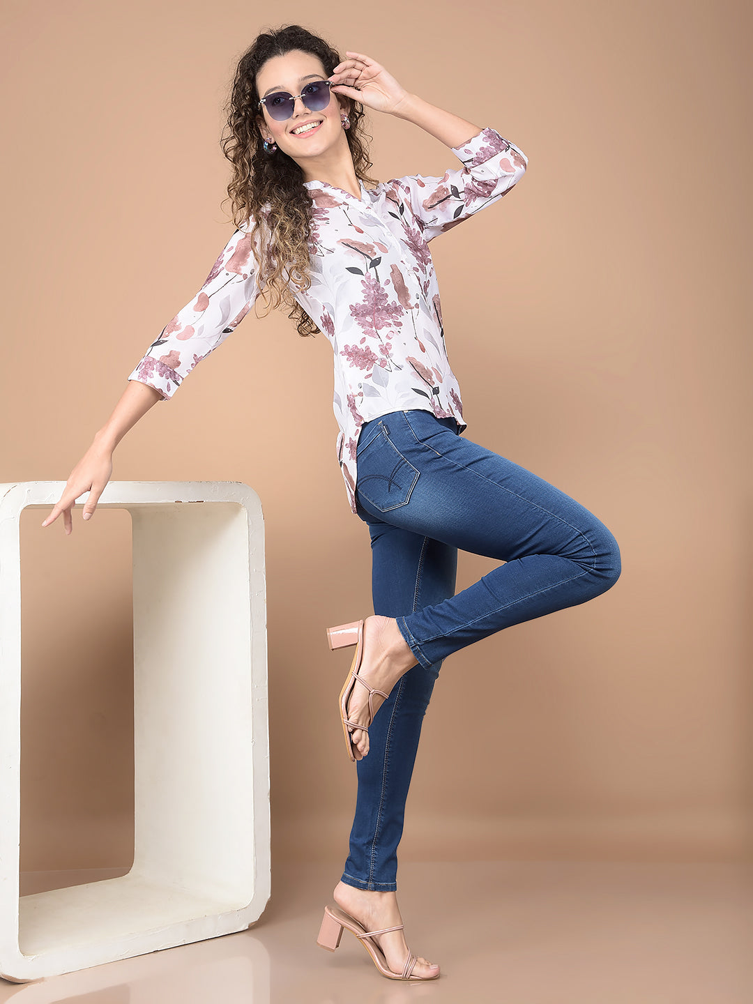 Blue Skinny High-Waist Jeans-Women Jeans-Crimsoune Club